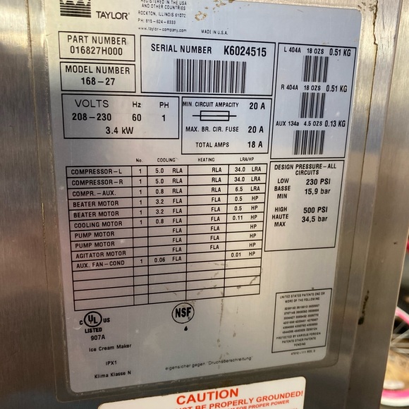 Taylor soft serve ice cream machine, model #168-27 - Picture 4 of 7